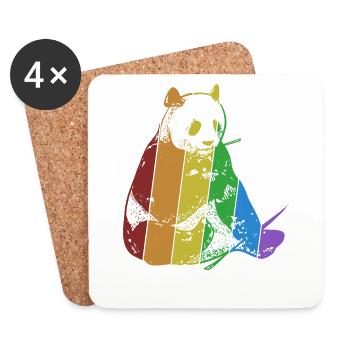 Panda LGBT Arc-en-ciel Panda Ours Ami Amant Géant - Dessous de verre (lot de 4) - blanc - Devant