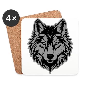 Wolf Silhouette - Untersetzer (4er-Set) - Weiß - Vorne