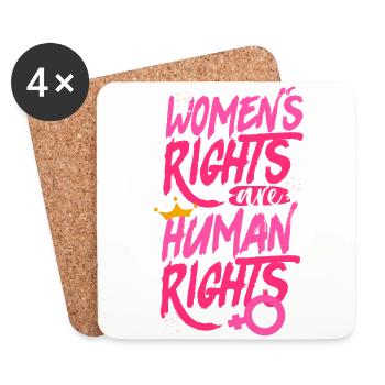 Les droits féministes des femmes sont humains - Dessous de verre (lot de 4) - blanc - Devant