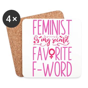 Feminist Feminist Is My Second - Untersetzer (4er-Set) - Weiß - Vorne