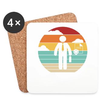 Retro Life Health Care Krankenmakler-Versicherung - Untersetzer (4er-Set) - Weiß - Vorne