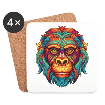 Gorilla Portrait - Untersetzer (4er-Set) - Weiß - Vorne