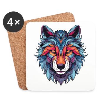Wolf Portrait - Untersetzer (4er-Set) - Weiß - Vorne