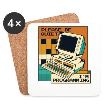 S’il vous plaît soyez silencieux Développeur d’ingénieurs logiciels - Dessous de verre (lot de 4) - blanc - Devant