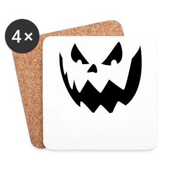 Spooky Jack O'Lantern Halloween Kürbis-Gesicht - Untersetzer (4er-Set) - Weiß - Vorne