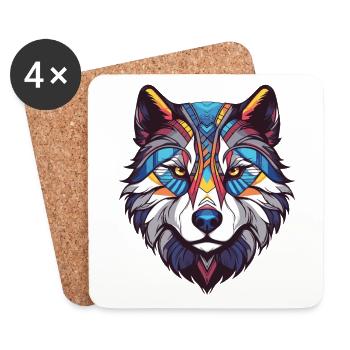 Portrait de chien Husky - Dessous de verre (lot de 4) - blanc - Devant