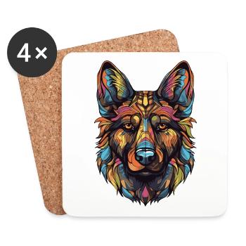 German Shepherd Dog Portrait - Coasters (set of 4) - white - Front