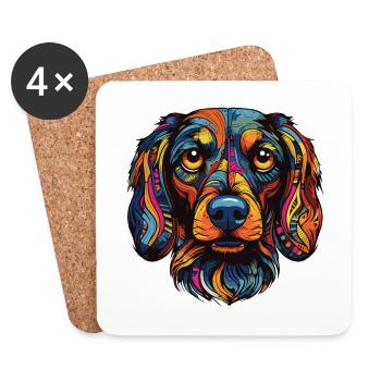 Dachshund Hund Portrait Dackel - Untersetzer (4er-Set) - Weiß - Vorne