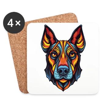 Doberman Dog Portrait - Coasters (set of 4) - white - Front