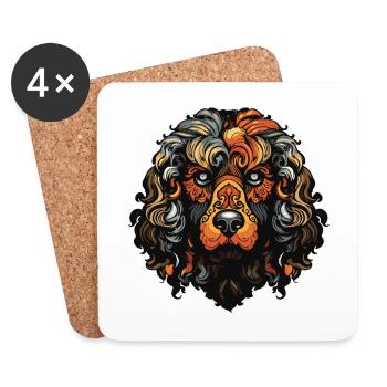 Pudel Hund Portrait - Untersetzer (4er-Set) - Weiß - Vorne