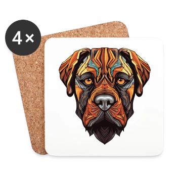 Mastiff Hund Portrait - Untersetzer (4er-Set) - Weiß - Vorne