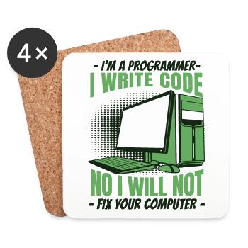 Non, je ne réparerai pas votre développeur informatique - Dessous de verre (lot de 4) - blanc - Devant