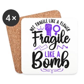 Feminist Not Fragile Like A Flower - Untersetzer (4er-Set) - Weiß - Vorne