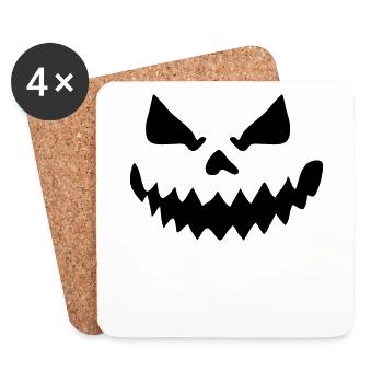 Visage de citrouille effrayant d’Halloween Jack O’Lantern - Dessous de verre (lot de 4) - blanc - Devant