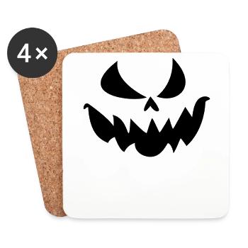 Gänsehaut-Genuss: Halloween Jack O'Lantern Gesicht - Untersetzer (4er-Set) - Weiß - Vorne