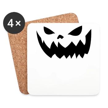 Süßes oder Saures? Gruseliger Kürbis für Halloween - Untersetzer (4er-Set) - Weiß - Vorne