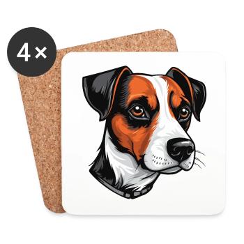 Jack Russel Terrier Hund Portrait - Untersetzer (4er-Set) - Weiß - Vorne