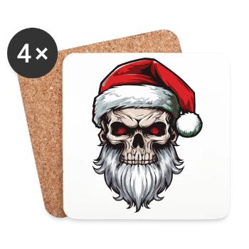 Crâne du Père Noël - Dessous de verre (lot de 4) - blanc - Devant