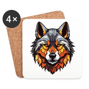 Akita Hund Portrait - Untersetzer (4er-Set) - Weiß - Vorne
