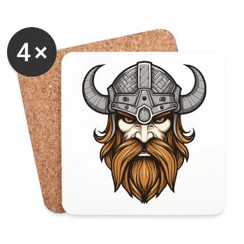 Viking Warrior Valhalla Head - Coasters (set of 4) - white - Front