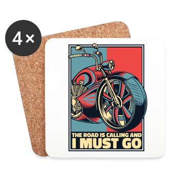 Road Is Calling And I Must Go Trikebike - Coasters (set of 4) - white - Front