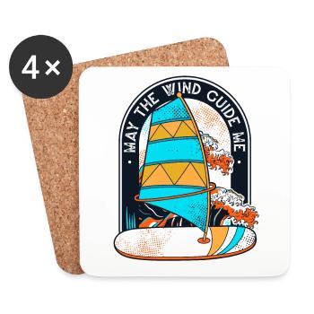 Que le vent me guide Surfeur Sports nautiques - Dessous de verre (lot de 4) - blanc - Devant