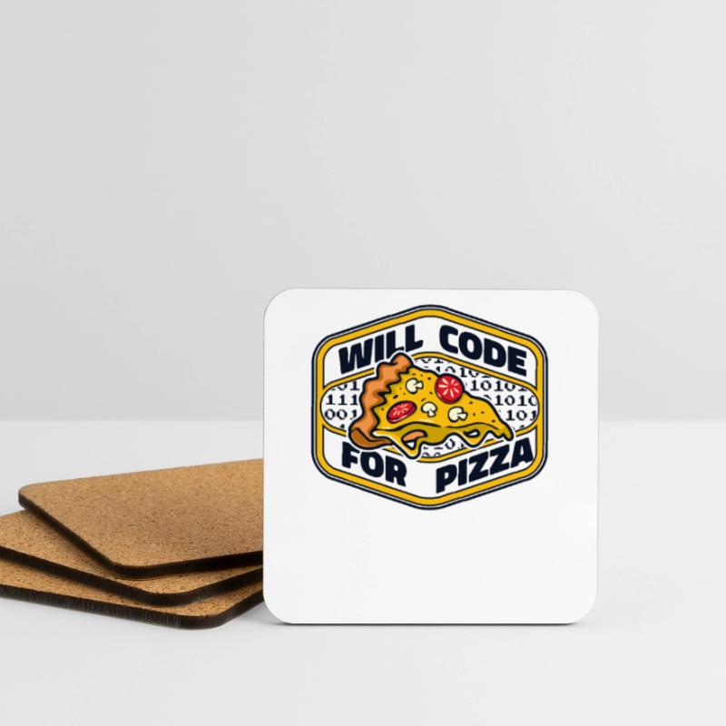 Will Code For Pizza Developer Coder Programmierer Untersetzer (4er-Set)