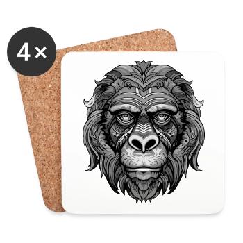 Gorilla Portrait - Coasters (set of 4) - white - Front