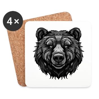 Bär Portrait - Untersetzer (4er-Set) - Weiß - Vorne