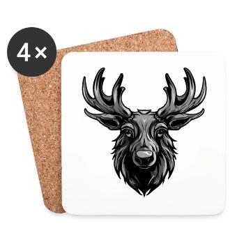 Moose Portrait - Coasters (set of 4) - white - Front