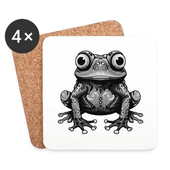 Portrait de grenouille - Dessous de verre (lot de 4) - blanc - Devant