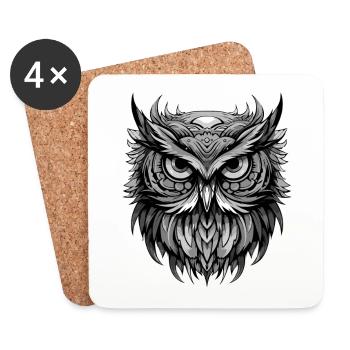 Owl Portrait - Coasters (set of 4) - white - Front