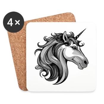 Einhorn Portrait - Untersetzer (4er-Set) - Weiß - Vorne