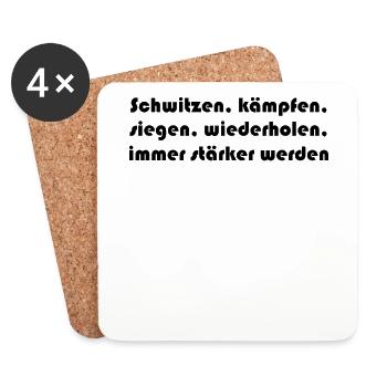 Fitness - Schwitzen, kämpfen, siegen, - Untersetzer (4er-Set) - Weiß - Vorne