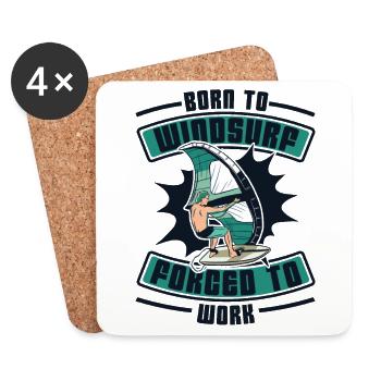 Born To Windsurf Forced To Work Surfer Windsurfen - Untersetzer (4er-Set) - Weiß - Vorne