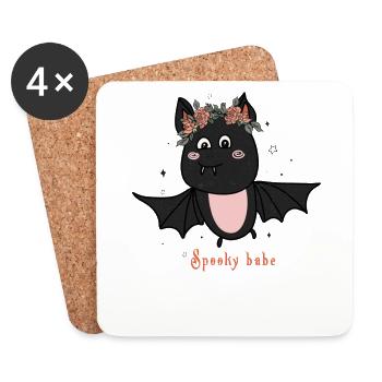 Retro Halloween Design: Spooky Babe Bat - Coasters (set of 4) - white - Front