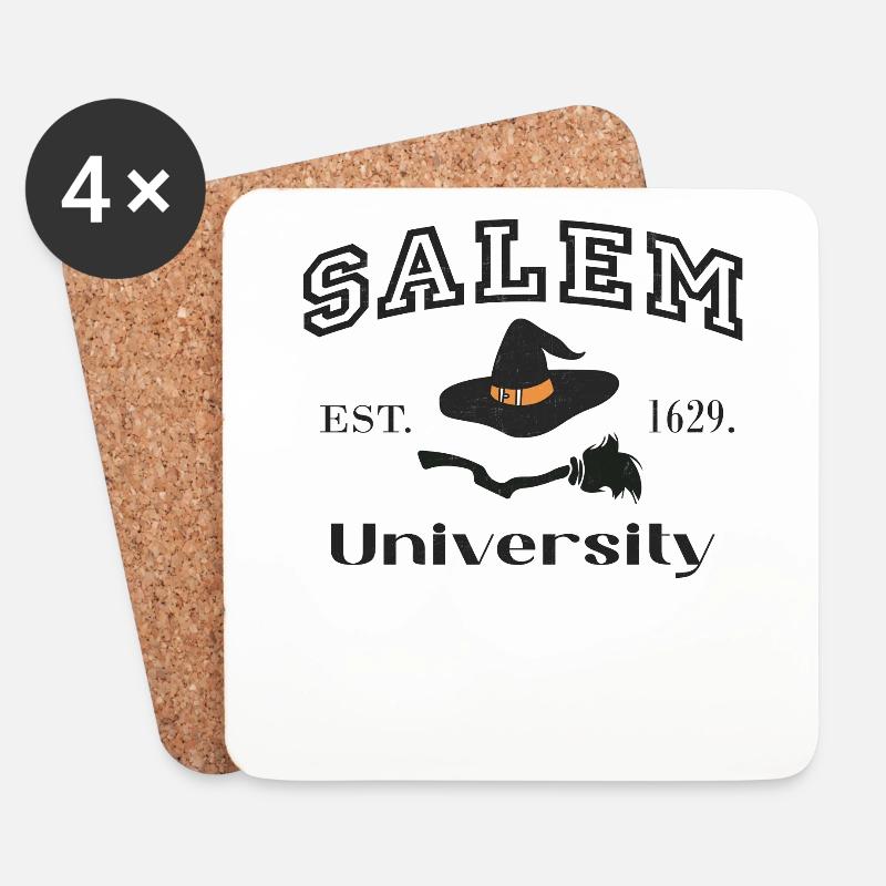 Salem University Est. 1629" Halloween Hexenhut - Untersetzer (4er-Set) - Weiß