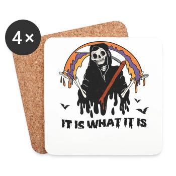 Retro Halloween: Grim Reaper "It Is What It Is" - Untersetzer (4er-Set) - Weiß - Vorne