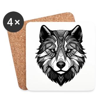 Husky Dog Portrait - Coasters (set of 4) - white - Front