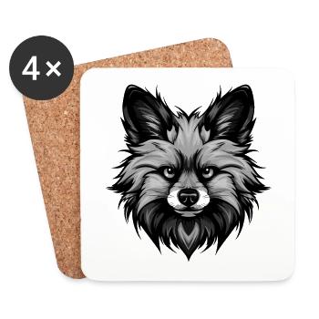 Pomeranian Dog Portrait - Coasters (set of 4) - white - Front