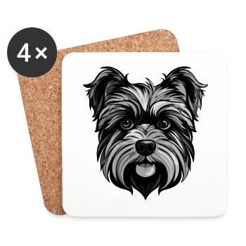 Yorkshire Terrier Hund Portrait - Untersetzer (4er-Set) - Weiß - Vorne
