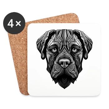 Mastiff Hund Portrait - Untersetzer (4er-Set) - Weiß - Vorne