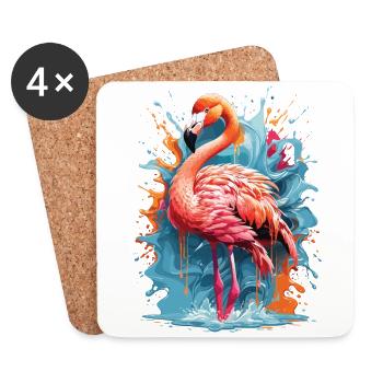 Flamingo Graffiti Water Splash - Untersetzer (4er-Set) - Weiß - Vorne