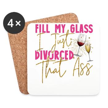Bonne fête de divorce Remplissez mon verre - Dessous de verre (lot de 4) - blanc - Devant