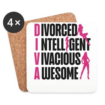 Happy Divorce Party divorcé - Dessous de verre (lot de 4) - blanc - Devant