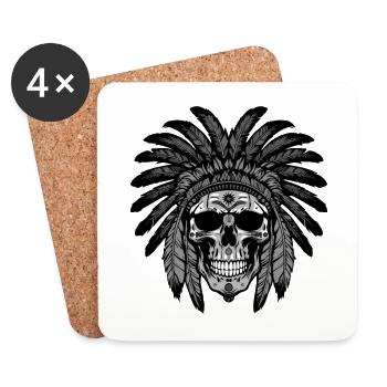 Apache Skull Indian Chief - Coasters (set of 4) - white - Front