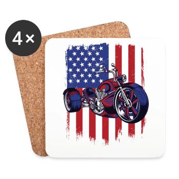 Trike American Flag Dreirad Motorrad Threewheeler - Untersetzer (4er-Set) - Weiß - Vorne