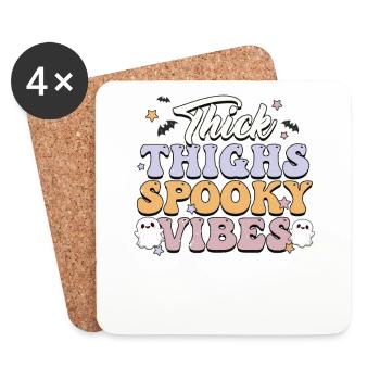 Creepy & Stylish: Retro Halloween Vibes Ghosts - Dessous de verre (lot de 4) - blanc - Devant