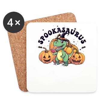 Süßer Spookasaurus für Halloween-Fans mit Hexenhut - Untersetzer (4er-Set) - Weiß - Vorne