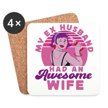 Happy Divorce Party My Ex Husband - Coasters (set of 4) - white - Front